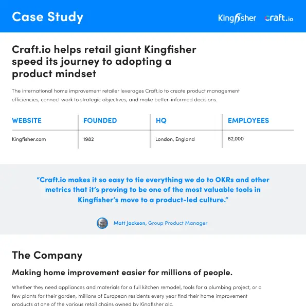 Craft.io | Case Study | King Fisher | 1/3