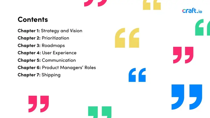 Craft.io | eBook | Product Wisdom | Contents